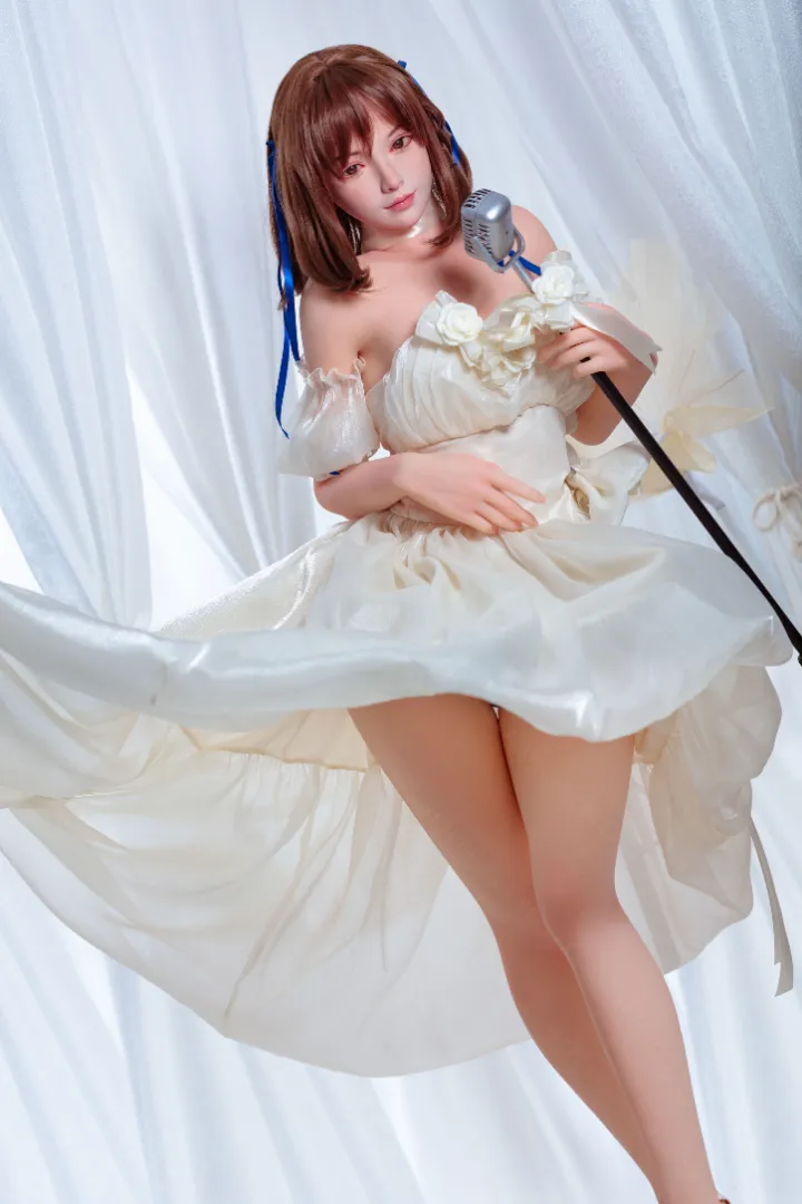 155cm (5ft1) A-Cup Realistic Idol Silicone Head + TPE Body Hybrid Sex Doll Dongqing, Head Dongqing