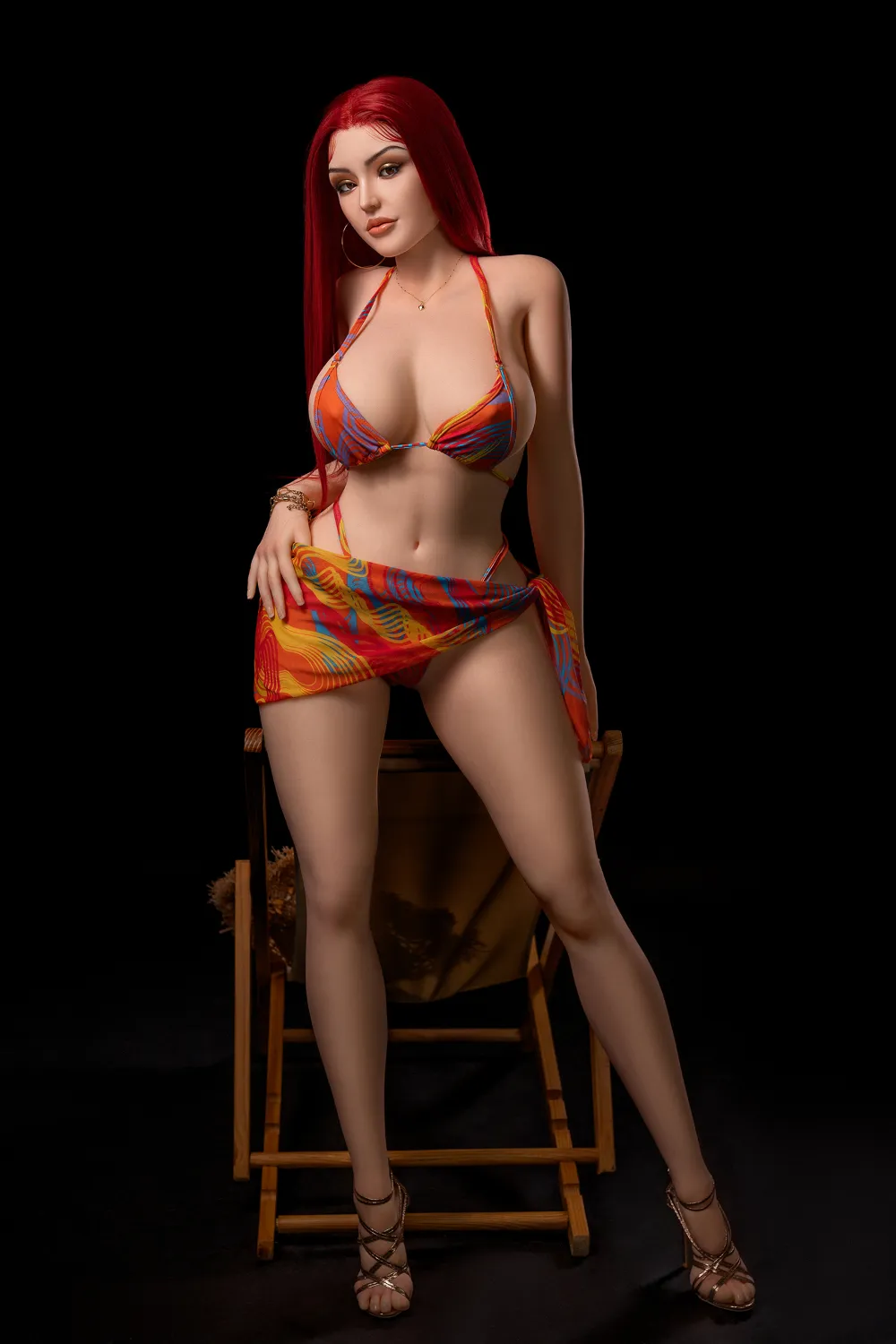 169cm (5ft7) Dカップ 魅惑的な赤髪 リアルシリコンヘッド TPE ハイブリッドラブドール Helen ヘッド #S3