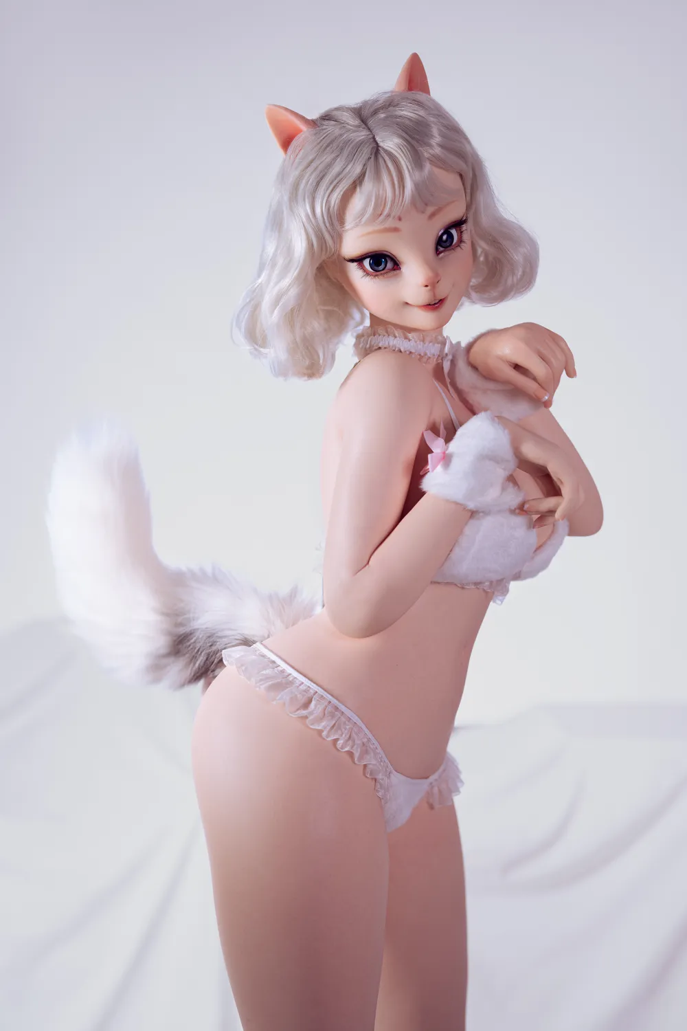 ROSRETTY Doll 164cm (5ft5) Copa D Felina Traviesa Furry de Anime en Silicona Completa Silicona Muñeca Sexual Elena Cabeza S32