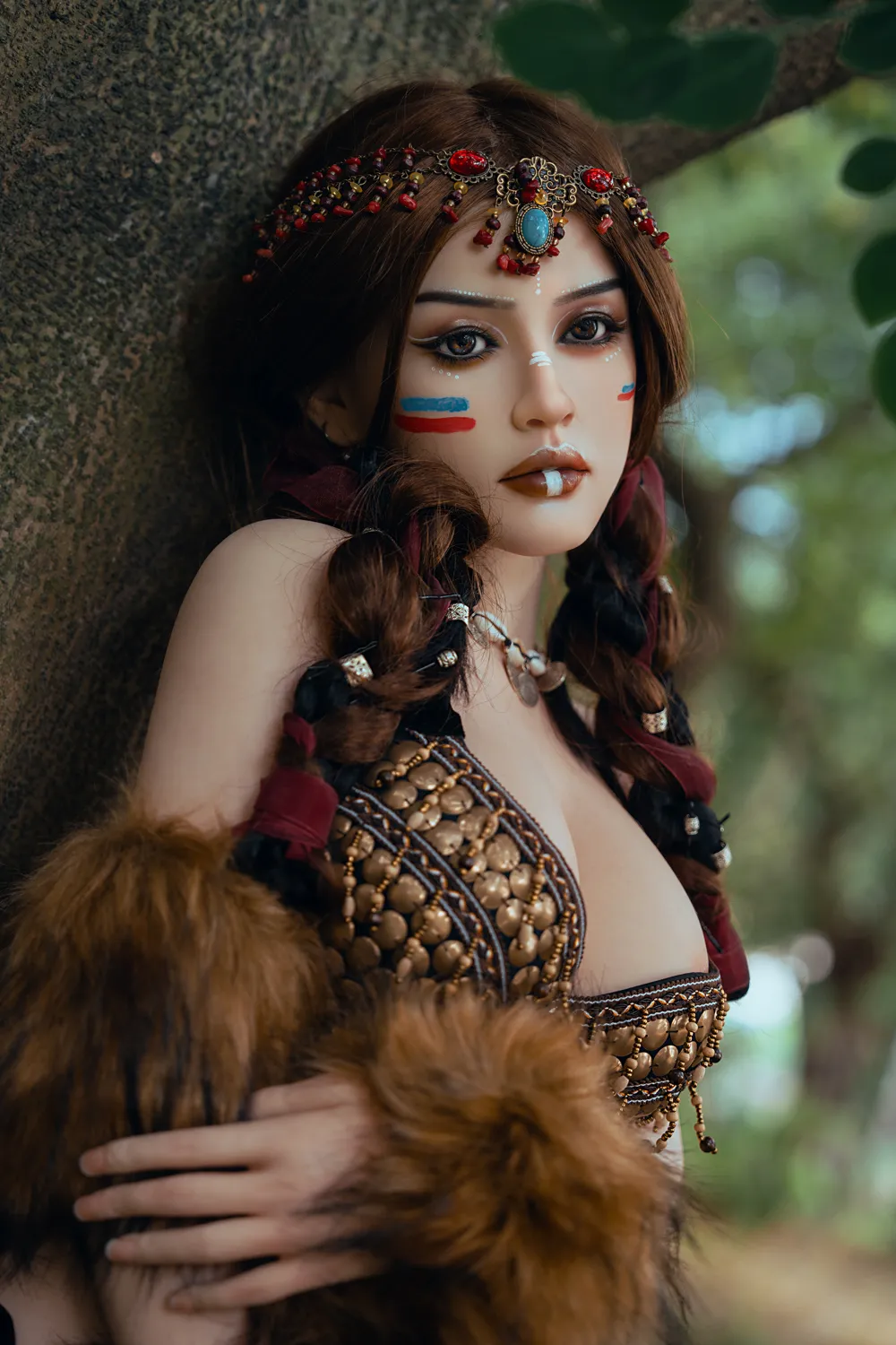 164cm (5ft5) D-Cup Full Silicone Primitive Tribal Queen Wild Silicone Sex Doll Frieda, Head #S33