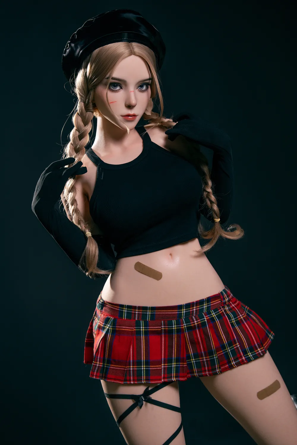 164cm (5ft5) D-Cup Full Silicone Sexy Punk Schoolgirl Blonde Silicone Sex Doll Jade, Head #S37