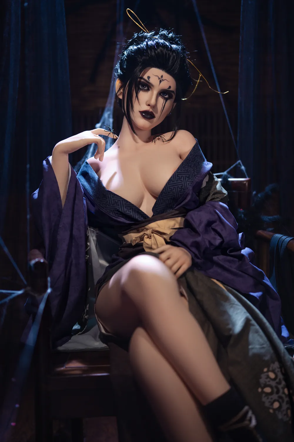 ROSRETTY Doll 164cm (5ft5) D-CUP Full Silicone Game Cosplay Dark Series silicone Sex Doll Molly, Head S5